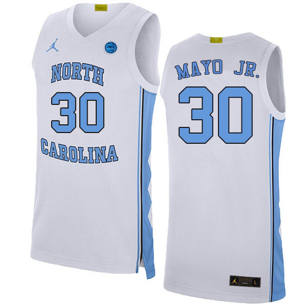 #30 Dante Mayo Jr. North Carolina Tar Heels College Basketball Jersey Stitched-White